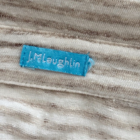 J. McLaughlin Brynn Linen Tan Striped Shirt XL - Picture 6 of 9